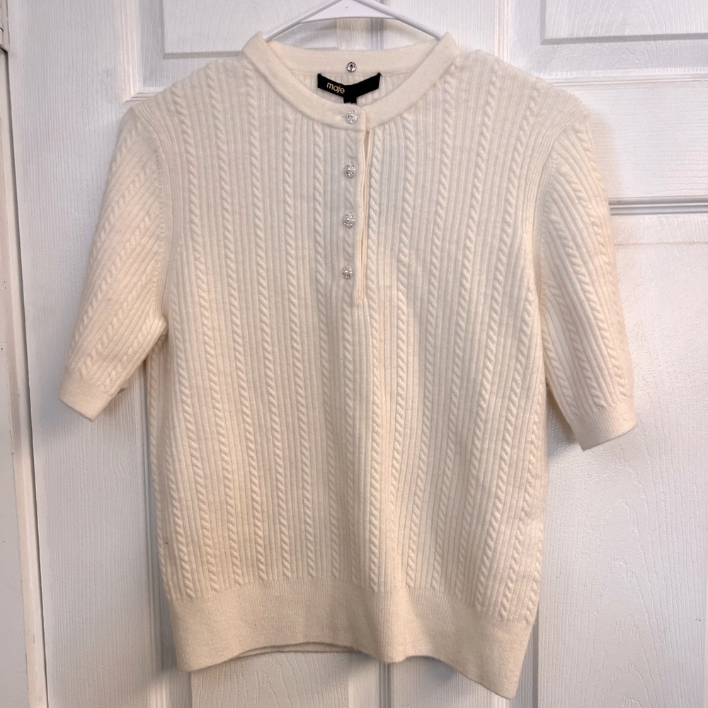 Minia Cable-Knit Polo Sweater